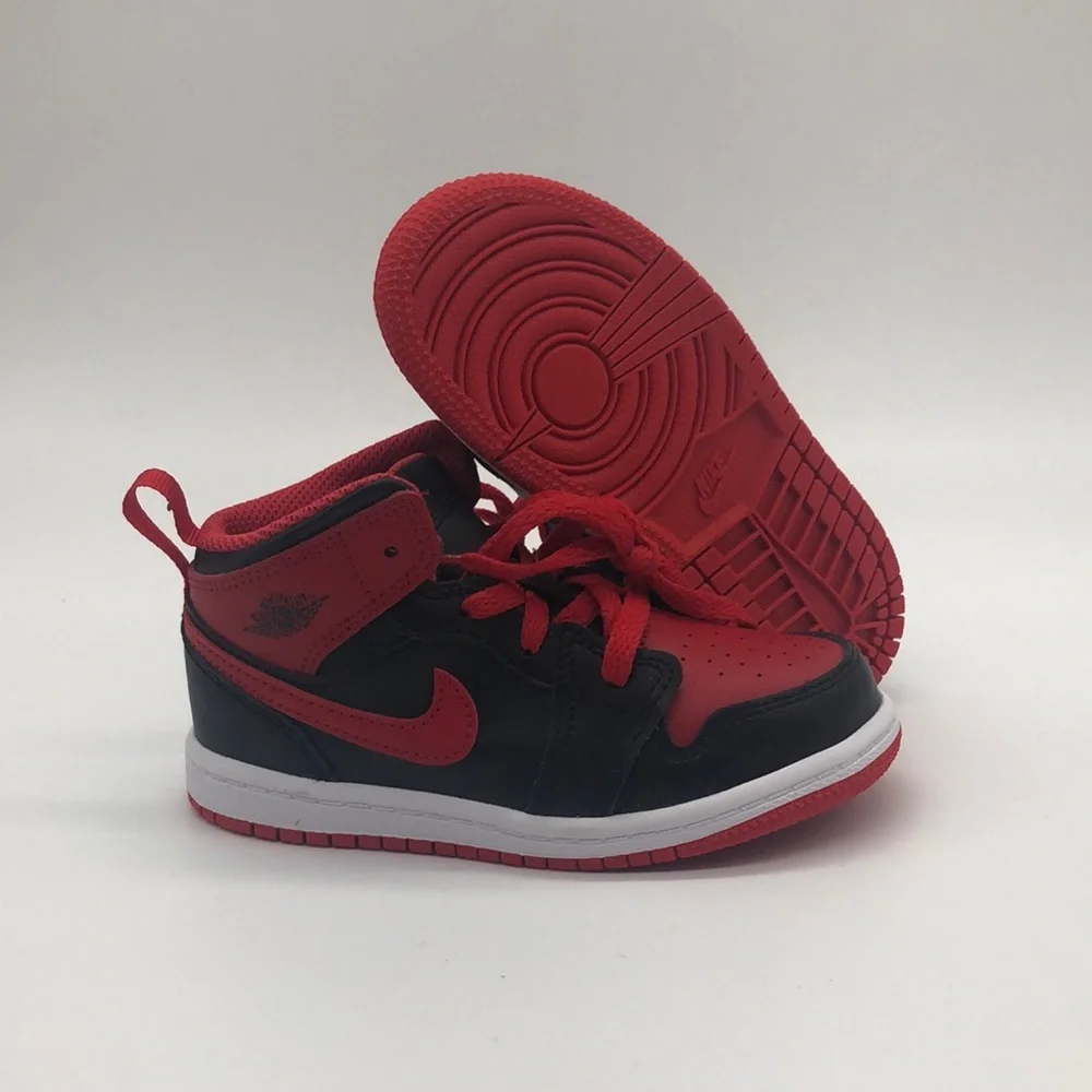 Toddler Air Jordan 1 Mid Red/Black DQ8425-060 NWOB - Picture 1 of 5